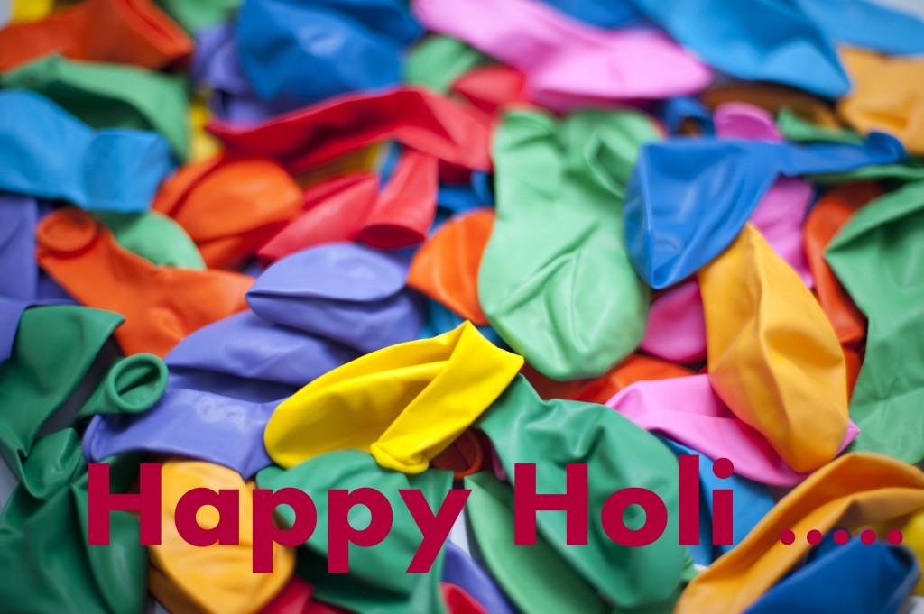 Happy holi 2016 colored party balloons