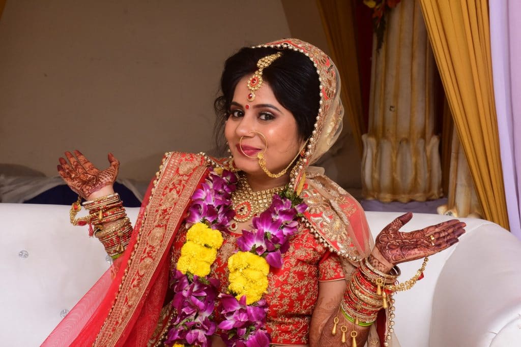 Image of Portrait Of Very Beautiful Surprised Indian Bride Closeup. Concept  Of Human Emotions-FO309225-Picxy