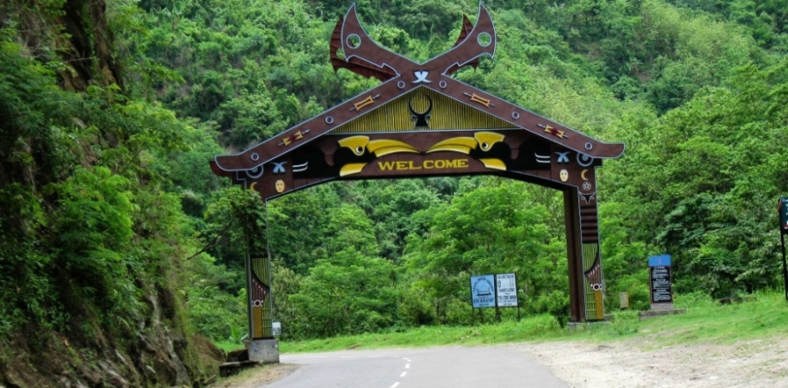A traditional Naga gate welcoming tourists on the way to Kohima from Dimapur Nagaland gate