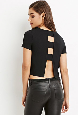 sexy back black crop top forever 21