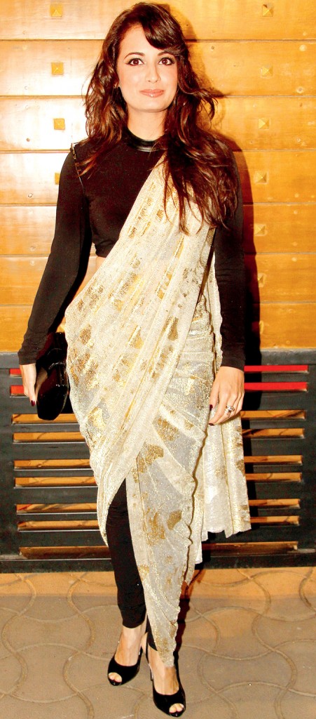 Dia Mirza in Pant Style Saree