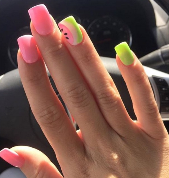 Watermelon nail art