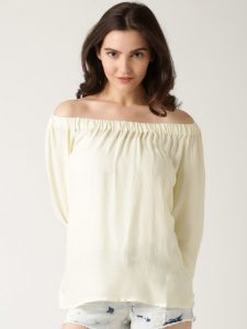 Cream off shoulder top under Rs.600