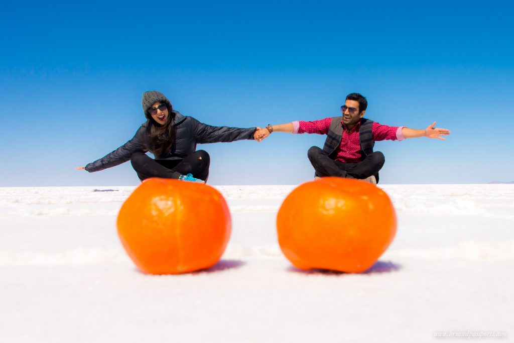Savi and Vid in the largest salt desert of the world in Bolivia