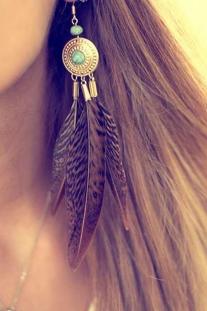 boho feather earring